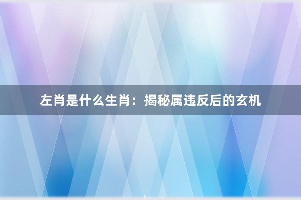 左肖是什么生肖：揭秘属违反后的玄机